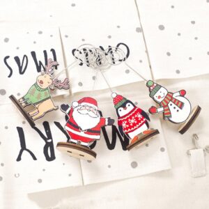 PRETYZOOM 12pcs Christmas Place Card Holder Wire Santa Snowman Photo Stands Table Number Cards Memo Note Clips for Holiday Party Decorations