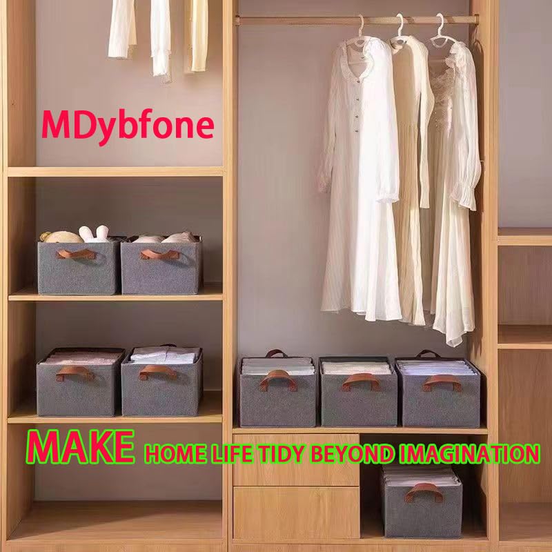 MDybfone Foldable Storage Bin for Shelves,Fabric Storage Basket,Storage Bins Organizer, Storage Boxes for Clothes,Toys,Books,Yarns|Grey