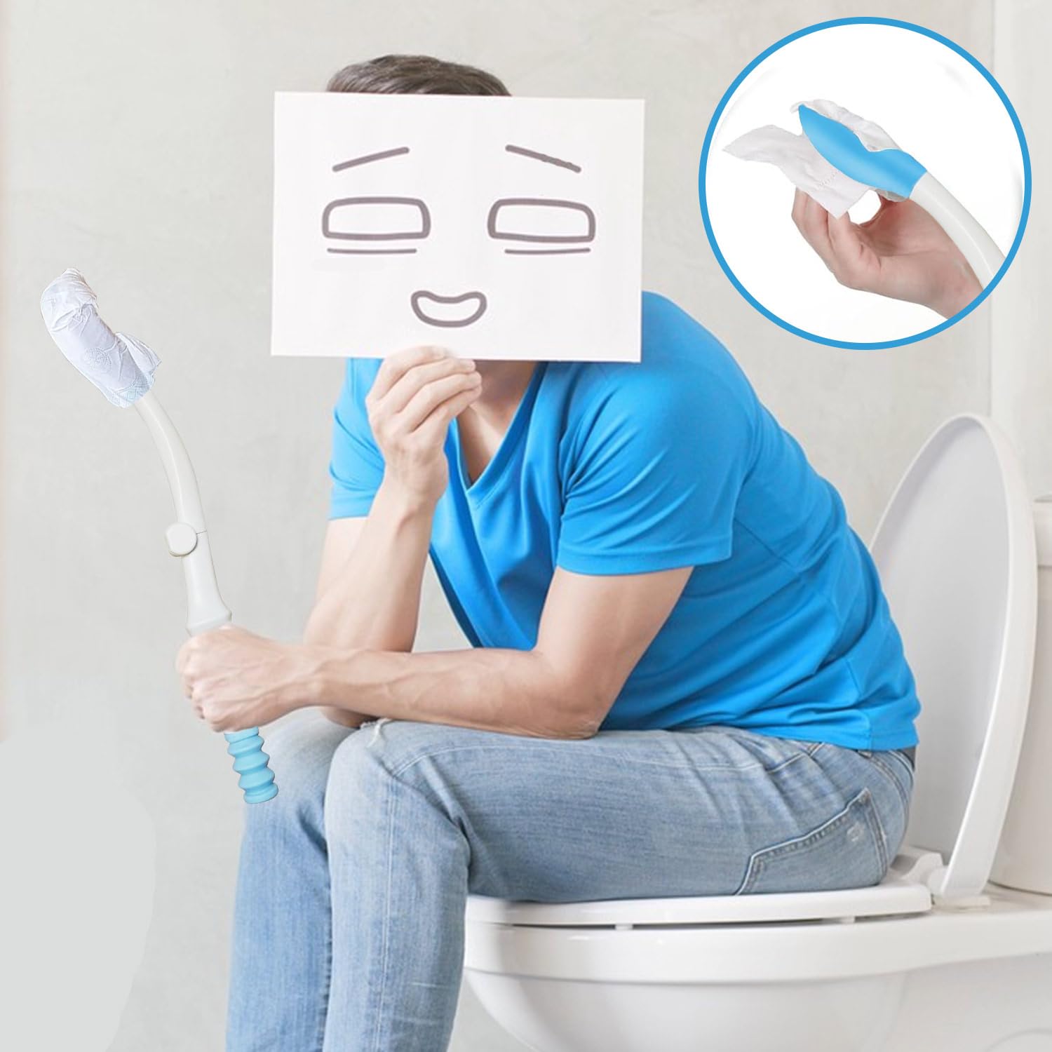 Foldable Toilet Aids for Wiping,15.7"Long Reach Comfort Toilet Wiping Aids Tools,Butt Wiper Self Wipe Assist Toilet Aids Wand,Bathroom Bottom Buddy Wiping Self Assist for Limited Mobility Elderly