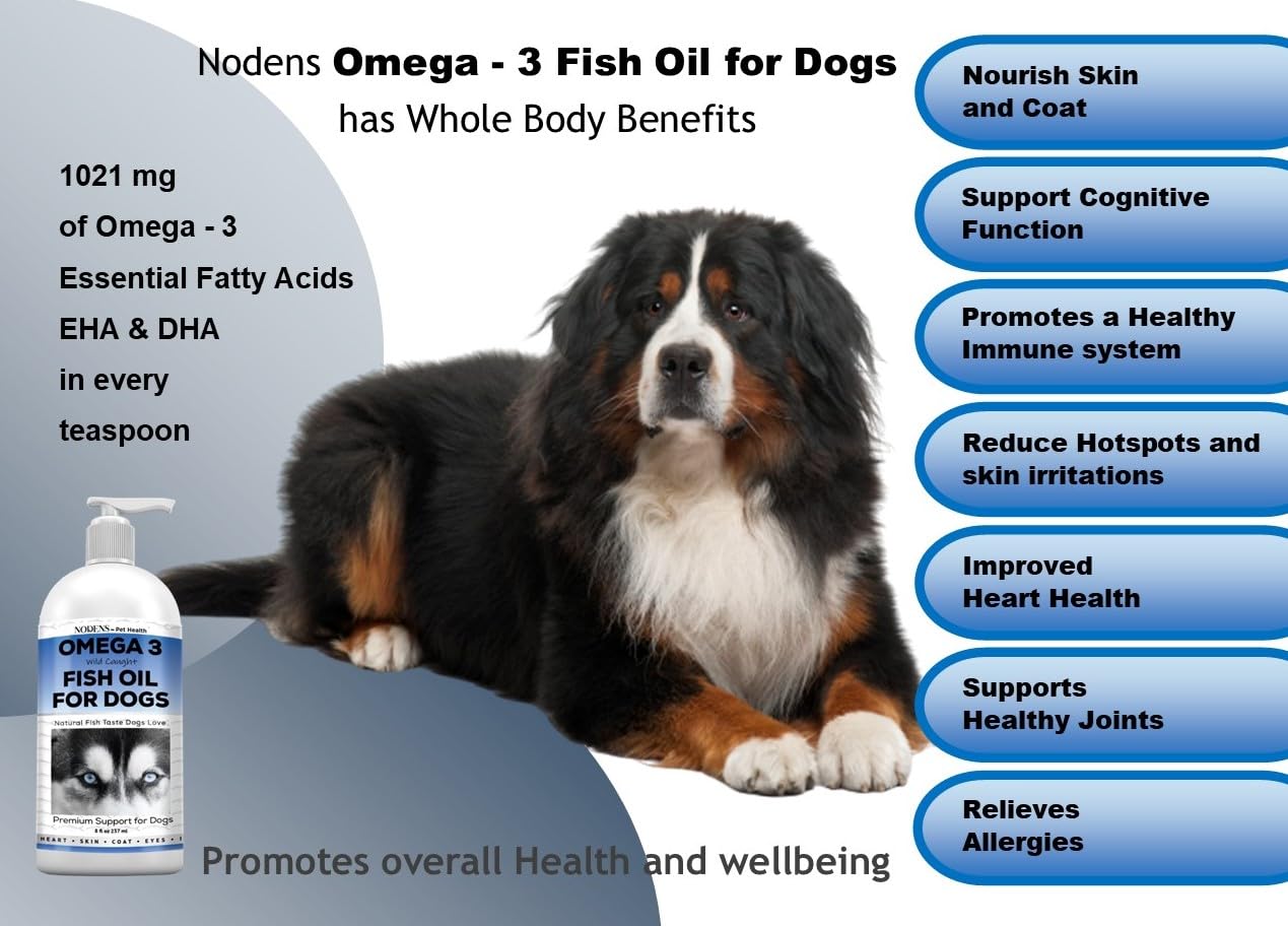 Fish Oil for Dogs Natural Omega 3 Fish Oil Liquid - Dog Skin & Coat Supplement - Dog Fish Oil Supplement for Shedding, Allergy & Itch Relief - Omega 3 Fish Oil Dogs Joints, Immune Support & Digestion