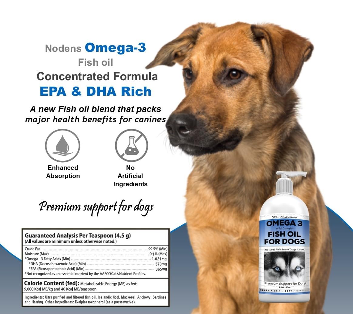 Fish Oil for Dogs Natural Omega 3 Fish Oil Liquid - Dog Skin & Coat Supplement - Dog Fish Oil Supplement for Shedding, Allergy & Itch Relief - Omega 3 Fish Oil Dogs Joints, Immune Support & Digestion