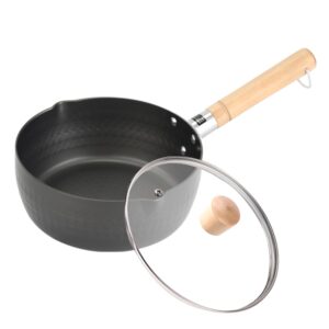 icuuk saucepan with lid, hard-anodized non-stick aluminum, small sauce pot - 2 quart, matte black