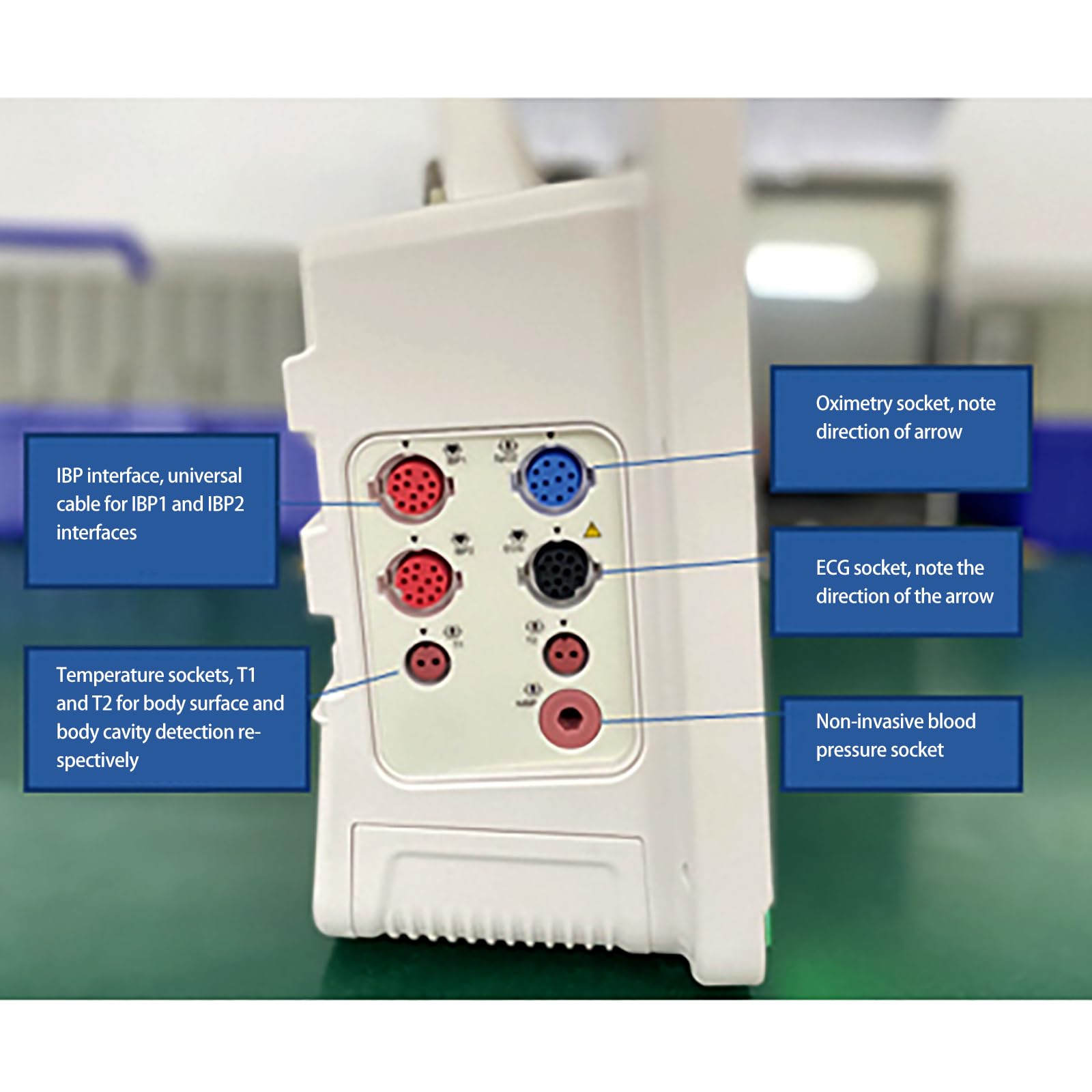 Veterinary Equiment Vet Patient Monitor Multiparameter ICU Machine, ECG, Blood Oxygen, Blood Pressure, Respiratory Rate, Body Temperature, Heart Rate Veterinärmonitor for Dog, Cat and Animal