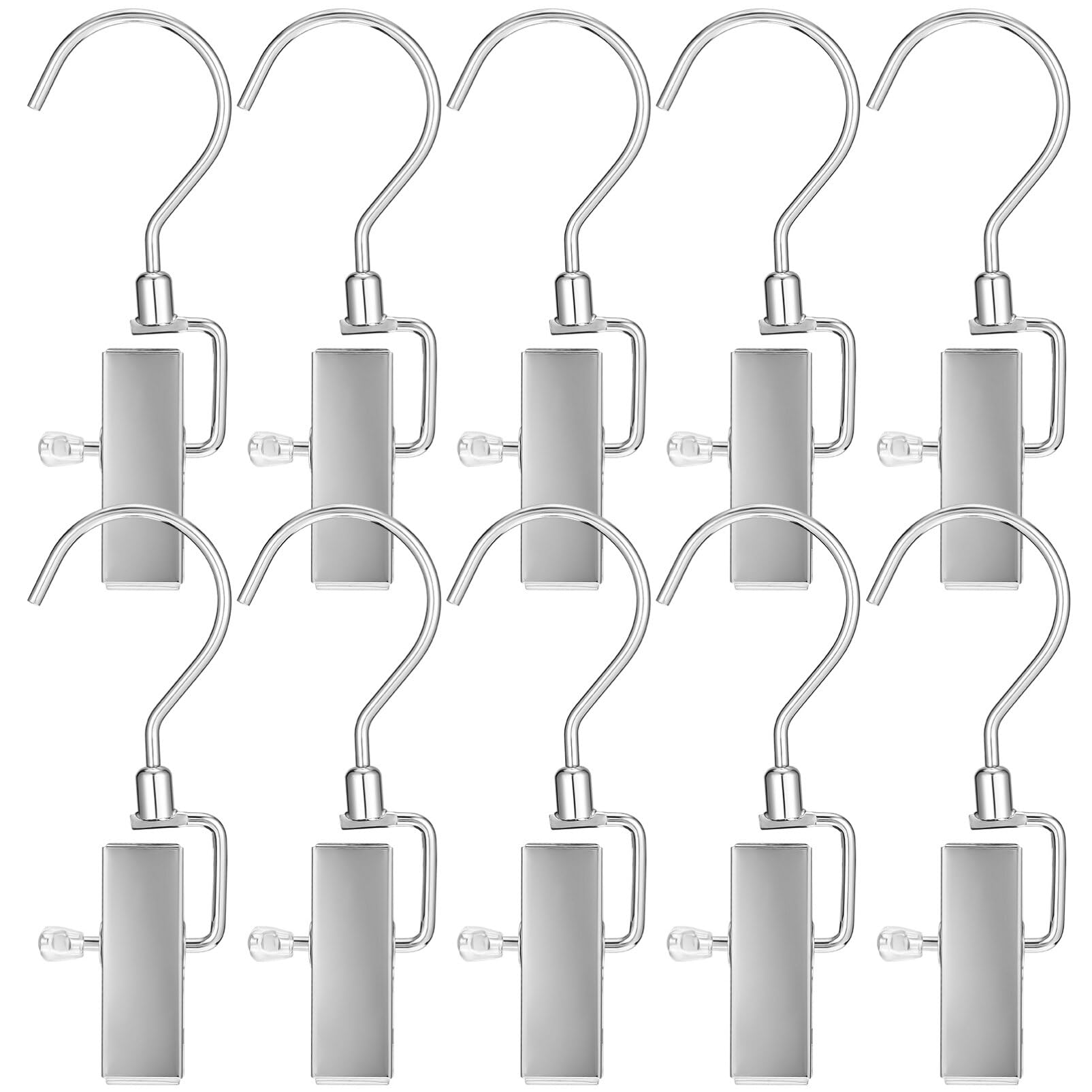 Zerodeko 10 Pack Metal Laundry Hangers with Swivel Hooks, Hold Boots Clips Pin Stainless Steel Portable for Hanging Clothes Towels in Home, Travel