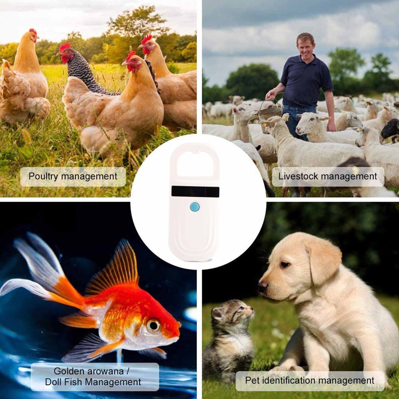 Microchip Reader, Pet Microchip Scanner with 0.91 Inch High Brightness OLED Display, Universal Handheld Animal Chip Reader, Pet ID Microchip Scanner, for Animal Tracking