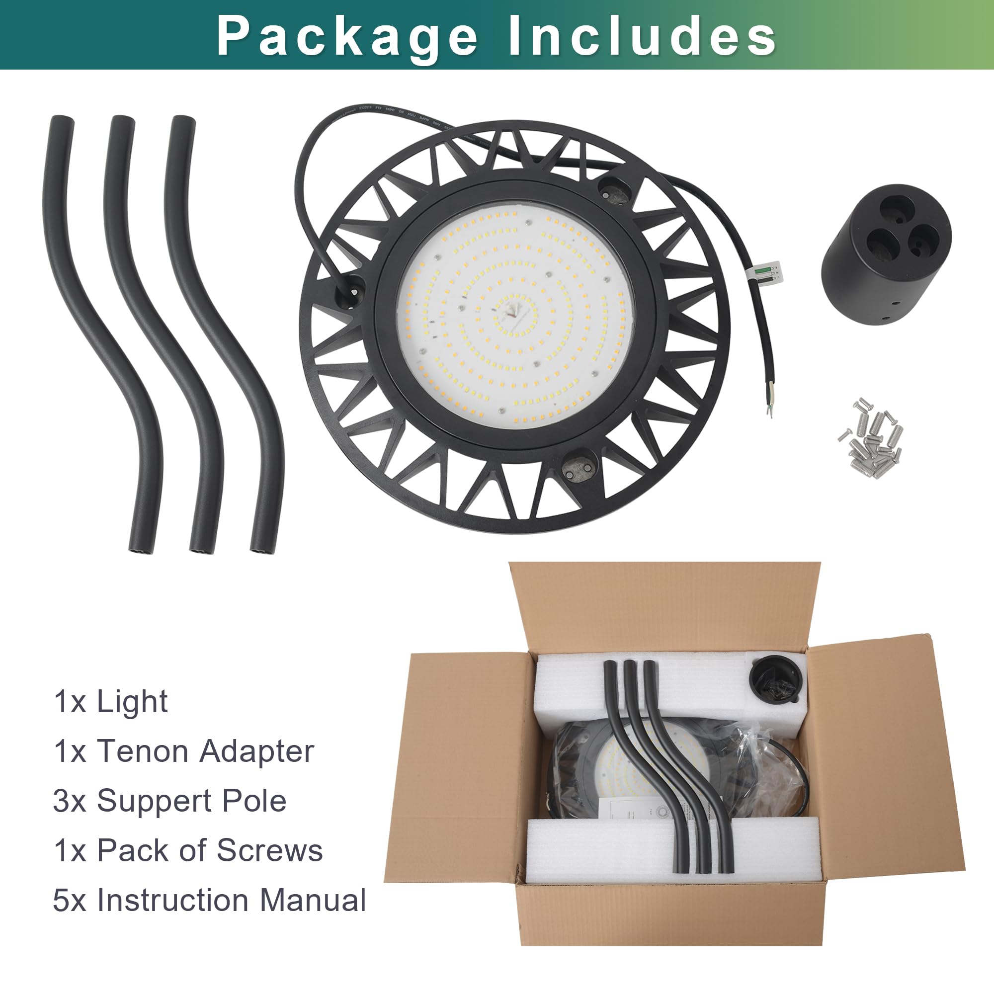 LED Post Top Pole Light with Dusk to Dawn Photocell, 20W/30W/40W/60W Wattage Selectable, 3000K/4000K/5000K CCT Tunable, LED Garden Area Lights for Pathway IP65 Waterproof