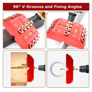 DIRAEEN 30 45 90 Angle Drill Guide Jig with 4 Drill Bits-Portable Drill Guide for Angled Holes and Straight Hole, All Metal Jig for Stairs Handrail, Cable Railing, Deck, Wood Post, Level design