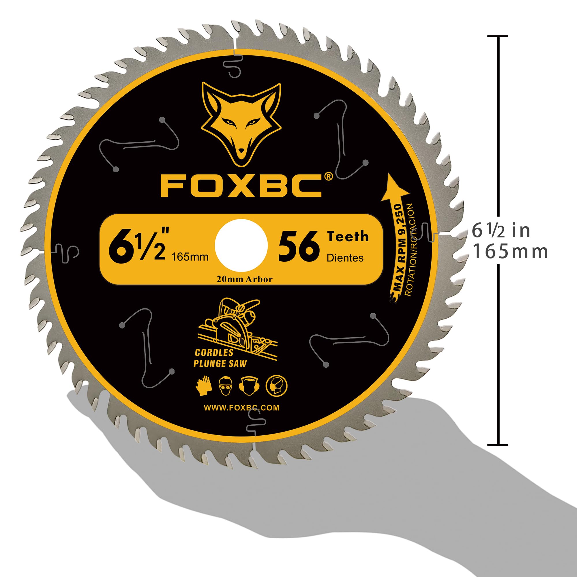 FOXBC 6-1/2" 56T Carbide-Tipped Track Saw Blade Compatible with Makita B-07353 Plunge Circular Saw, Wen CT1065, Compatible with Makita B-57342, Wen BL655 Saw Blade