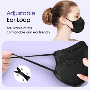 Semask KN95 Adjustable Masks 25 Pack, Individually Wrapped Disposable Masks with Adjustable Ear Loops (Black)