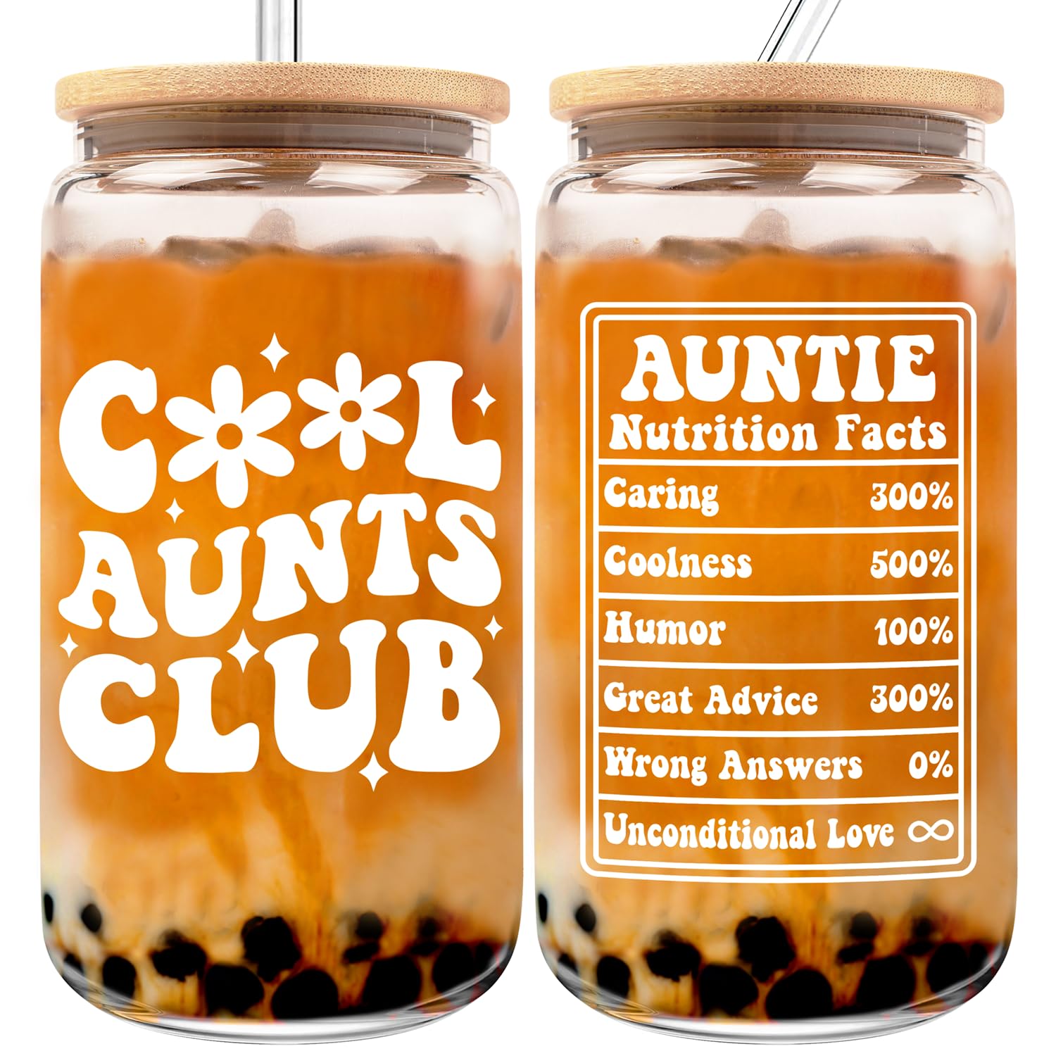 HEXMOZ Aunt Gifts from Niece, Newphew - Auntie Birthday Gifts, Cool Aunt Club, Auntie Era, Best Aunt Ever, Promoted To Aunt, New Aunt, Pregnancy Announcement Ideas - 16oz Glass Cup