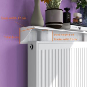 AHDFY White Radiator Shelf,Radiator Shelves,Radiator Floating Shelf,Storage Shelf Vertical Slats,Dustproof Heater Cover,No Drilling Required with Easy to Fit Bracket for Home Office,170cm