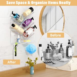 OSTTRPO Acrylic shower organizer, Clear Shower Organizer Caddy Wall Mounted, with Suction Cup No Drilling, Set of 2 (14.1x5.7x3.3 inches)