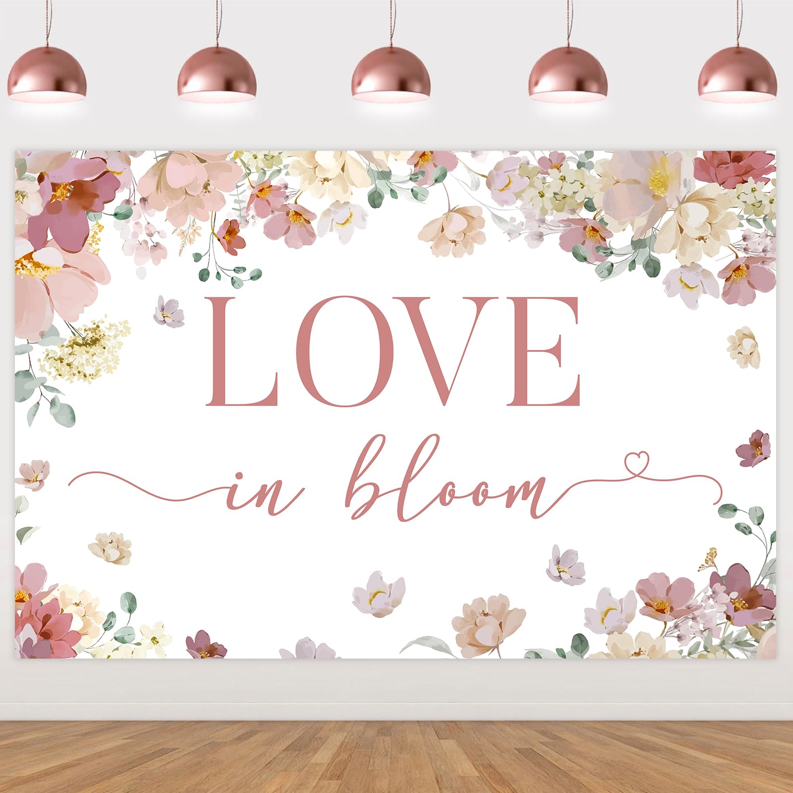 Kreatwow Love in Bloom Bridal Shower Decorations Backdrop Rose Gold Bridal Shower Backdrop Rose Gold Bachelorette Decors Boho Flower Floral Rose Gold Engagement Wedding Bachelorette Party Decorations