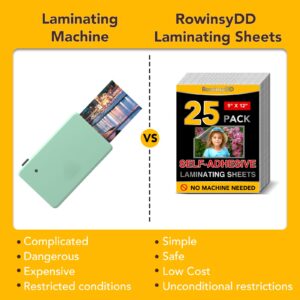 25 Pack Self Adhesive Laminating Sheets, 9 X 12 Inch, Clear Sticker Laminate Sheets Waterproof for Documents, Photos, No Machine Needed Heatless Durable