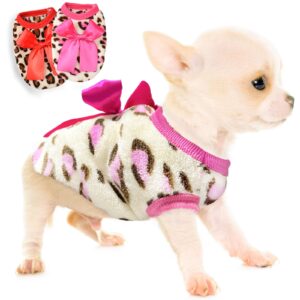 2 pieces chihuahua sweater dog sweater for small dogs teacup dog clothes for extra small dogs xmas pet puppy cat clothing sweater warm winter clothes xs