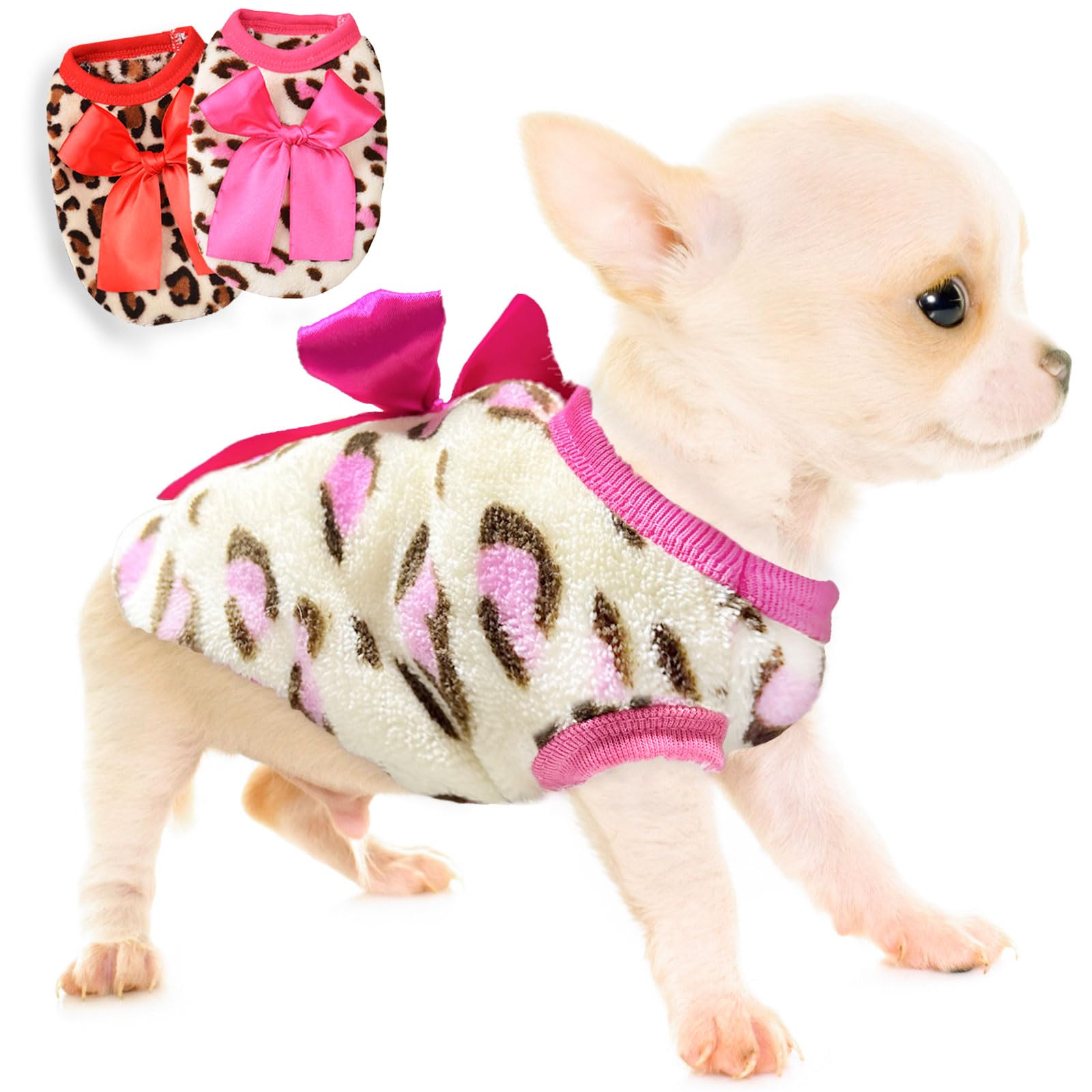 2 Pieces Chihuahua Sweater Dog Sweater for Small Dogs Teacup Dog Clothes for Extra Small Dogs Xmas Pet Puppy Cat Clothing Sweater Warm Winter Clothes Xs