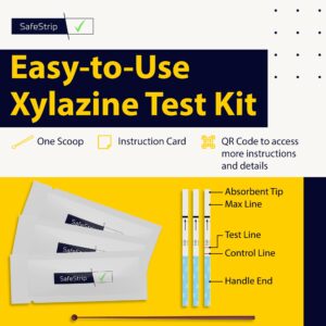 SafeStrip - Xylazine Test Strips, Quick, Reliable & Easy-to-Use Drug Test Kit for Home Medical Testing on Pills, Powder, Urine & Residue, 5-Pack Test Strips with Scoop