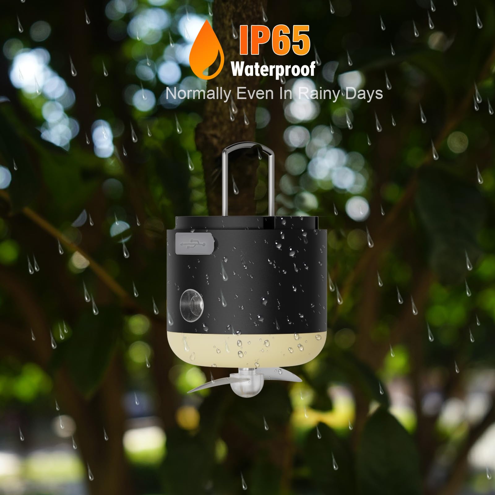 Atdoall Portable LED Camping Lantern with Fan, 3000mah Rechargeable Battery Camping Lanterns with 4 Light Modes, 80h Runtime, Power Outage Emergency Light for Power Outages, Camping, Emergencies