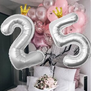 YFHVJTKO 40 Inch Number 15 Silver Crown Balloon Set,15th Celebration Decorations for Happy 15th Birthday Party Wedding Bridal Shower Engagement Photo Shoot Anniversary Decoration, Silver 15 Balloon