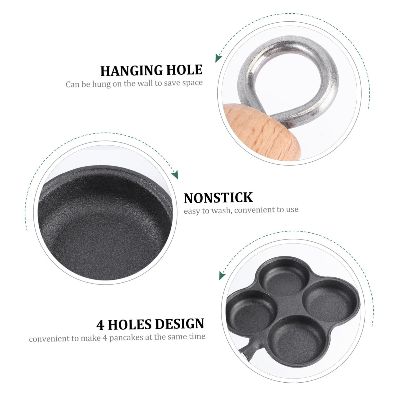 RORPOIR 1pc Four Hole Omelette Egg Cooking Pan Egg Burger Pan Divided Egg Pan Egg Cooker Breakfast Skillet Pan Crepe Pan Non-stick Frying Pan Non-stick Egg Pan Round Small Eggs Cast Iron