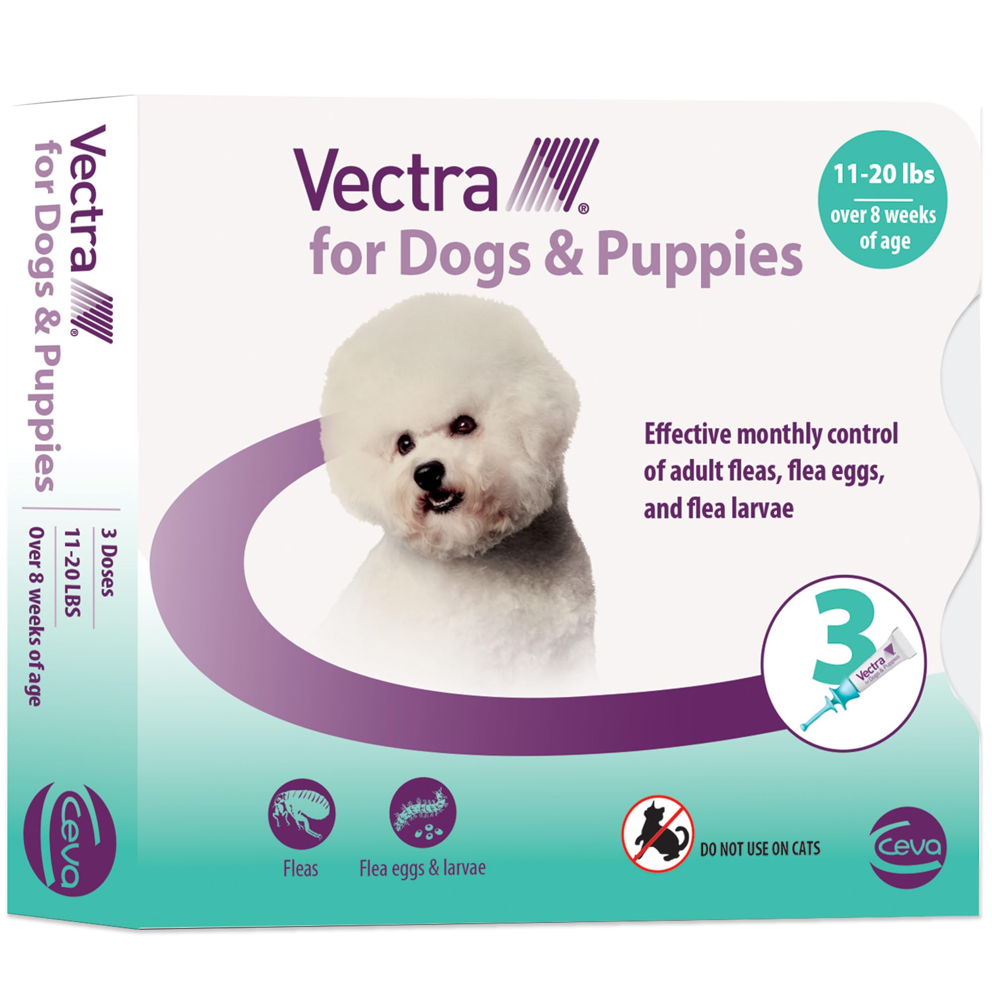 Vectra® for Dogs & Puppies Flea Treatment & Prevention for Small Dogs (11 – 20 lbs.) 3-Month Supply