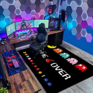 Classic Arcade Games Rug Retro 90s Arcade Theater Style Popular Game Room Area Rug for Living Room Playroom Decor Carpet Modern Fun Game Rug 4'x 5.3'