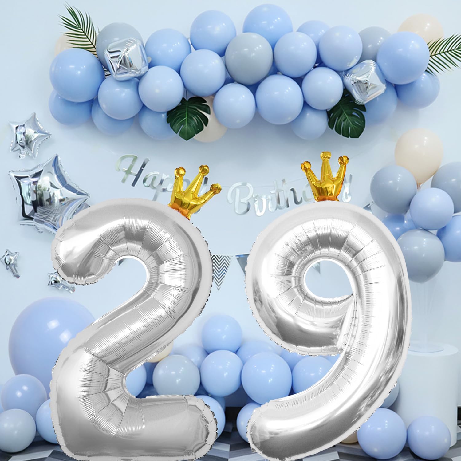 YFHVJTKO 40 Inch Number 15 Silver Crown Balloon Set,15th Celebration Decorations for Happy 15th Birthday Party Wedding Bridal Shower Engagement Photo Shoot Anniversary Decoration, Silver 15 Balloon