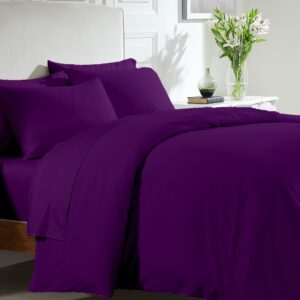 JC BEDDING HOUSE Hidden Zipper Closure Duvet Cover Set 3pc| Full XL Size(88"x92") |Made with Premium Quality Indian Cotton|1000tc|Sateen Weave|Ultra Soft|Corner Ties|Skin Friendly| Purple.