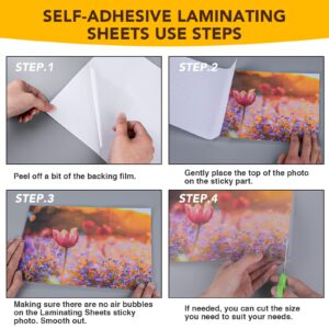 25 Pack Self Adhesive Laminating Sheets, 9 X 12 Inch, Clear Sticker Laminate Sheets Waterproof for Documents, Photos, No Machine Needed Heatless Durable