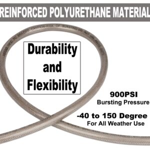 YOTOO Reinforced Polyurethane Air Hose 1/4" Inner Diameter by 100' Long, Flexible, Heavy Duty Air Compressor Hose with Bend Restrictor, 1/4" Swivel Industrial Quick Coupler and Plug, Gray