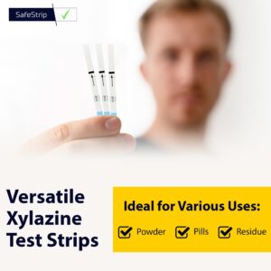 SafeStrip - Xylazine Test Strips, Quick, Reliable & Easy-to-Use Drug Test Kit for Home Medical Testing on Pills, Powder, Urine & Residue, 5-Pack Test Strips with Scoop