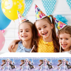 Omto 2Pcs Frozen Tablecloth Disposable Tablecover Birthday Party Supplies and Decorations for Kid Boy Baby Shower Rectangle Tables 70"X42",2 Pack