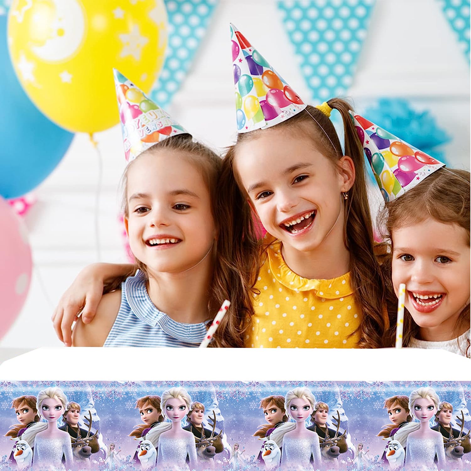 Omto 2Pcs Frozen Tablecloth Disposable Tablecover Birthday Party Supplies and Decorations for Kid Boy Baby Shower Rectangle Tables 70"X42",2 Pack