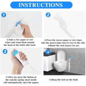 Foldable Toilet Aids for Wiping,15.7"Long Reach Comfort Toilet Wiping Aids Tools,Butt Wiper Self Wipe Assist Toilet Aids Wand,Bathroom Bottom Buddy Wiping Self Assist for Limited Mobility Elderly