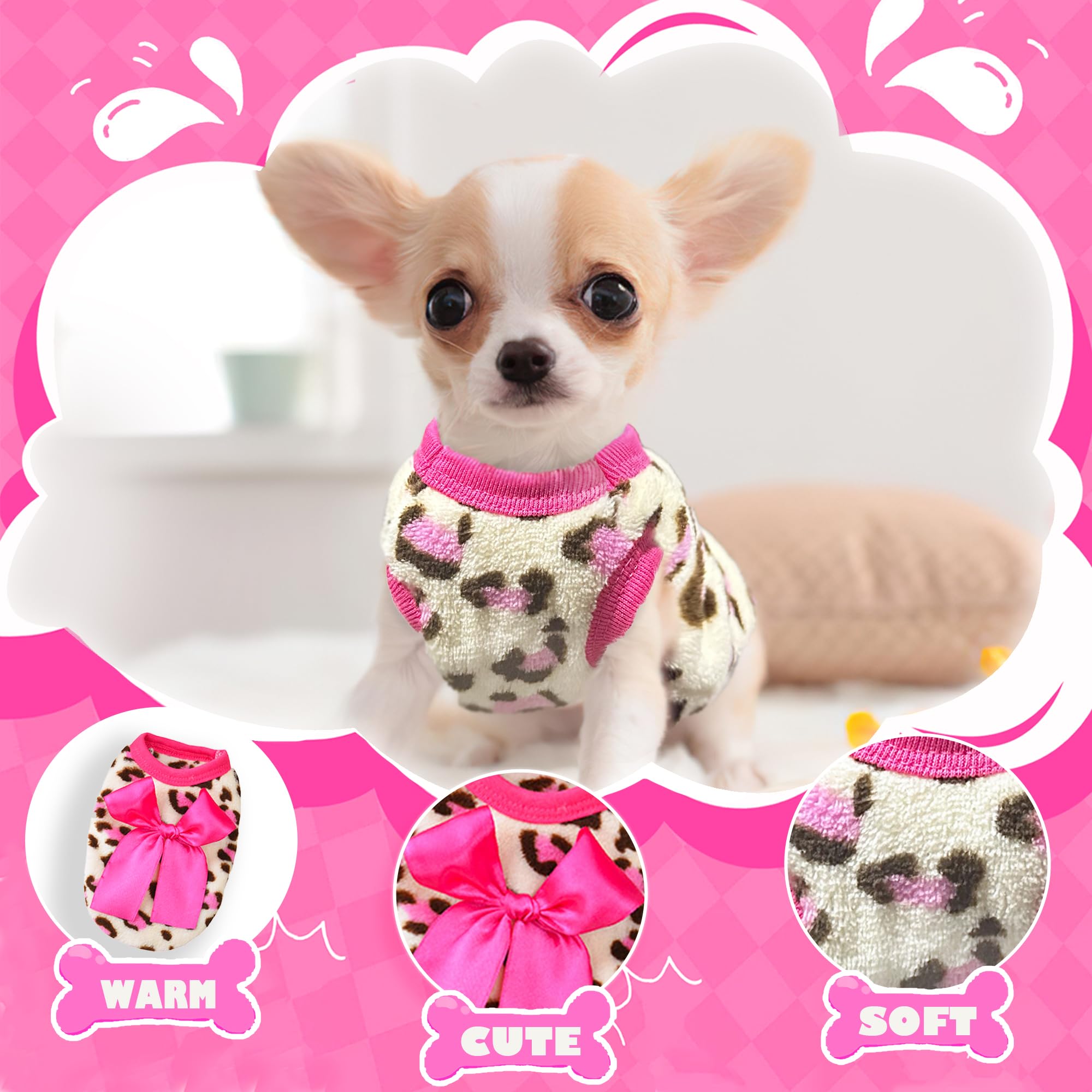 2 Pieces Chihuahua Sweater Dog Sweater for Small Dogs Teacup Dog Clothes for Extra Small Dogs Xmas Pet Puppy Cat Clothing Sweater Warm Winter Clothes Xs