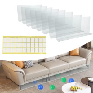 rictine 8 pack clear toy blockers for furniture, 16" l x 7.5" h under bed blocker for pets, adjustable gap bumper under couch blocker, stop things from going under couch sofa bed with strong adhesive