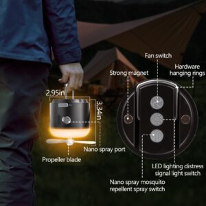 Atdoall Portable LED Camping Lantern with Fan, 3000mah Rechargeable Battery Camping Lanterns with 4 Light Modes, 80h Runtime, Power Outage Emergency Light for Power Outages, Camping, Emergencies