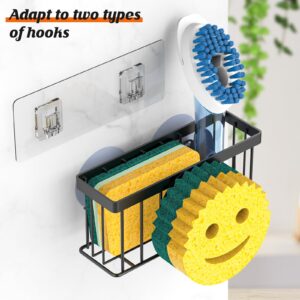 MURLONG Sponge Holder Smiley Face, Sink Caddy for Kitchen Sink, Sink Organizer Sponge Holder with 2 PCS Suction Cups/1 PCS Adhesive Strips, Designed for Sponge, Soap, Dish Brush, Scrubber-Black