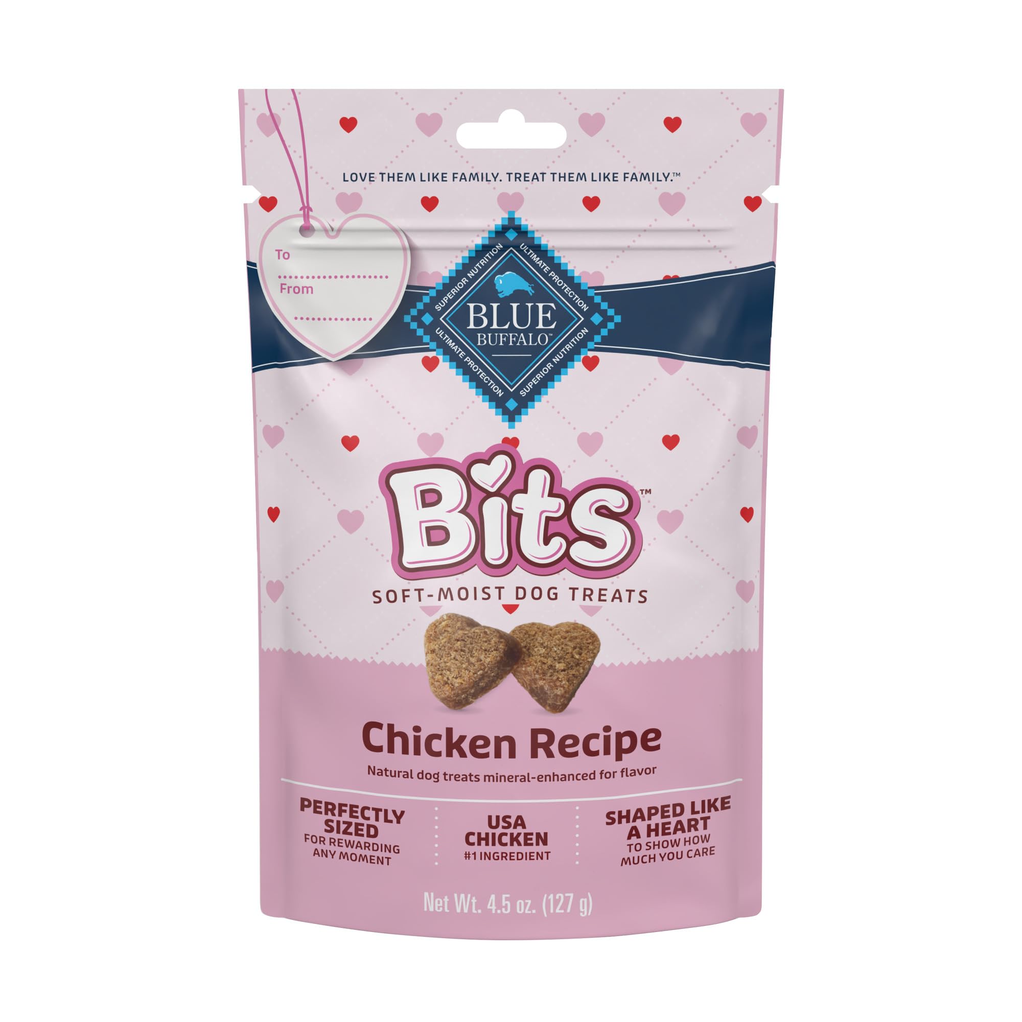 Blue Buffalo Valentine's Day Edition Bits Dog Training Treats, Chicken Recipe, 4.5-oz Bag