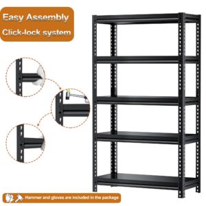 Kilyssa 72" H Garage Shelving Heavy Duty Storage Shelves Loads 2000 LBS, Adjustable 5 Tier Shelving Units Metal Shelves Storage Rack Shelf for Garage,Warehouse,Basement 31.5"W x 15.7"D x 72"H, Black