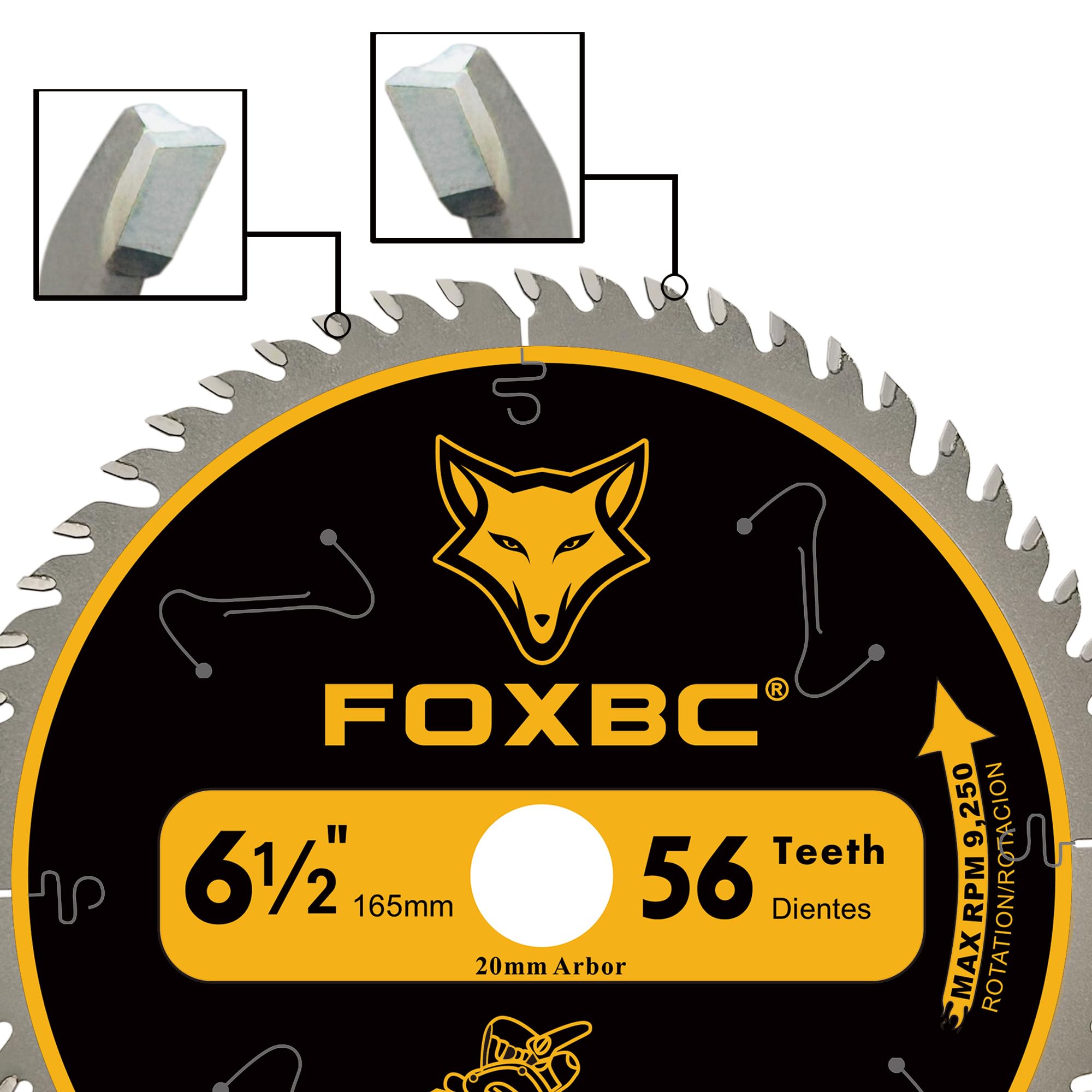 FOXBC 6-1/2" 56T Carbide-Tipped Track Saw Blade Compatible with Makita B-07353 Plunge Circular Saw, Wen CT1065, Compatible with Makita B-57342, Wen BL655 Saw Blade