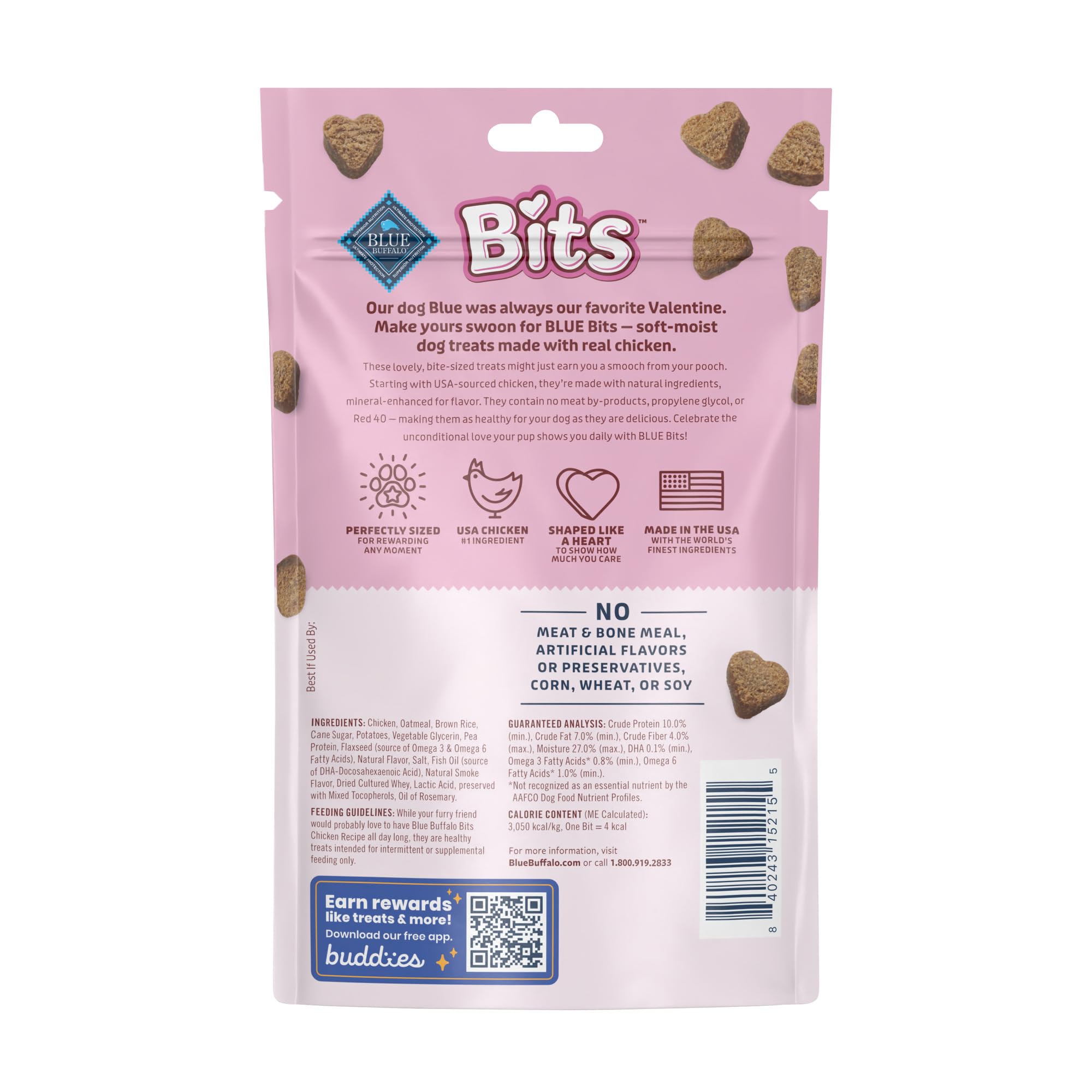 Blue Buffalo Valentine's Day Edition Bits Dog Training Treats, Chicken Recipe, 4.5-oz Bag