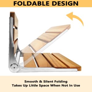 KoreTech Folding Shower Seat Teak, Bath Safety Furniture Stainless Steel, Shower Seats for Elderly, Fold Down Shower Seat, Oak and Stainless Steel