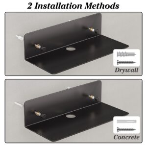 Dr.DJ Floating Shelves Metal Wall Mounted Set of 2 Black- Easily Expand Wall Space - Metal Hanging Shelves Display Shelves for Wall Storage for Bedroom, Gaming Room, Living Room, Bathroom, Office