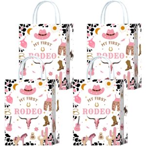 16 pieces my first rodeo one birthday party favors bags,cowgirl 1st birthday gift snacks treat candy party favors bags with handles for cowgirl 1st birthday party decorations