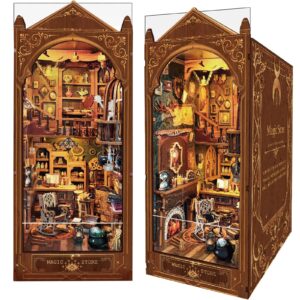 book nook kit, magic store dollhouse 3d puzzle booknook bookshelf insert decor alley diy miniature house kit with led light crafts for adults and teens to build-creativity gift