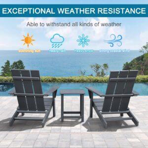 Skypatio Adirondack Chair, All-Weather Patio Fire Pit Chairs High-Density Polyethylene Adirondack Chairs for Porch, Balcony, Garden, Deck, Lawn, Backyard, Grey