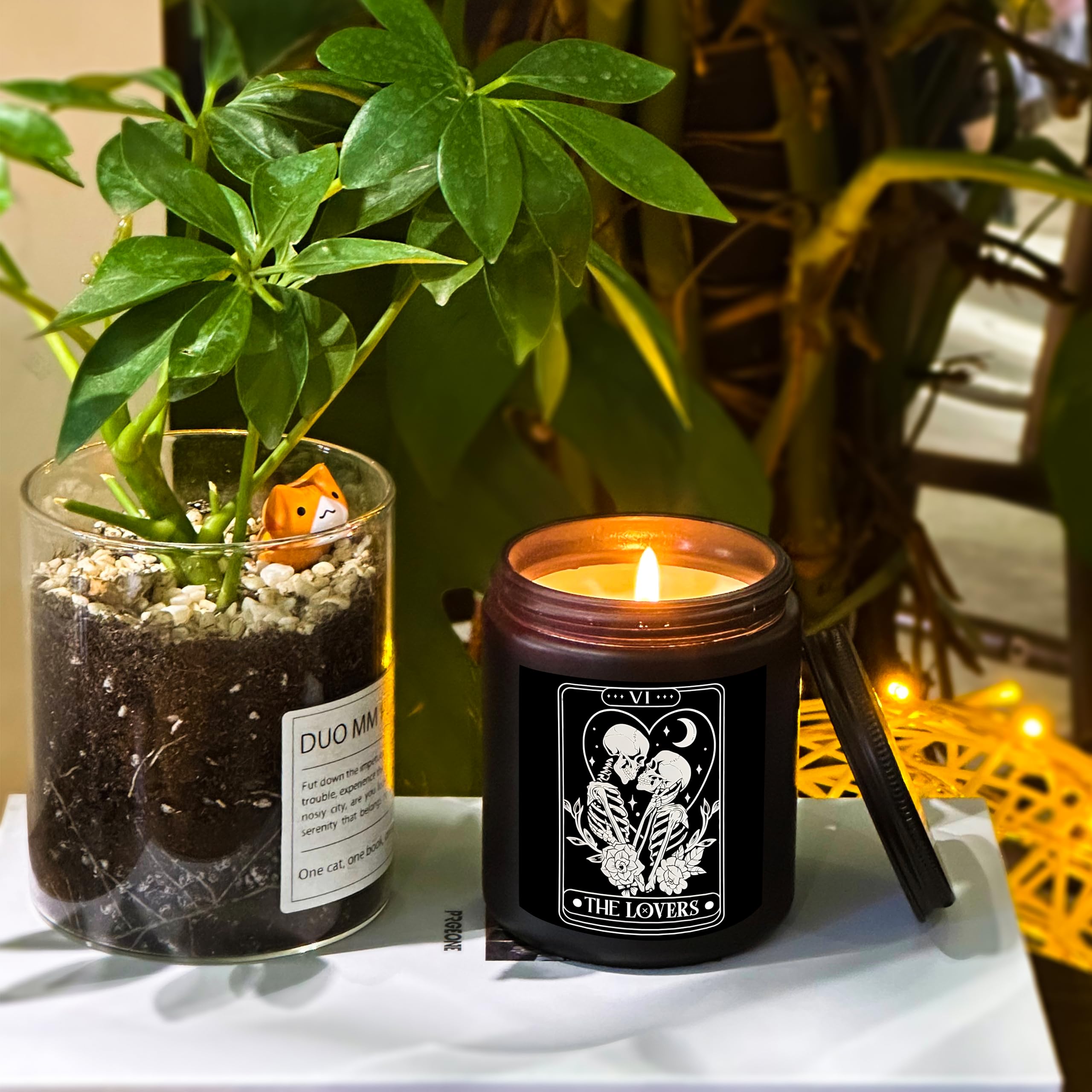 QGFM Gothic Couple Scented Candle,Gothic Valentines Skeleton Gifts for Women Men,Tarot Scented Candle,Couples Gifts for Husband and Wife,Couples Gifts for Husband and Wife - Jar Candles