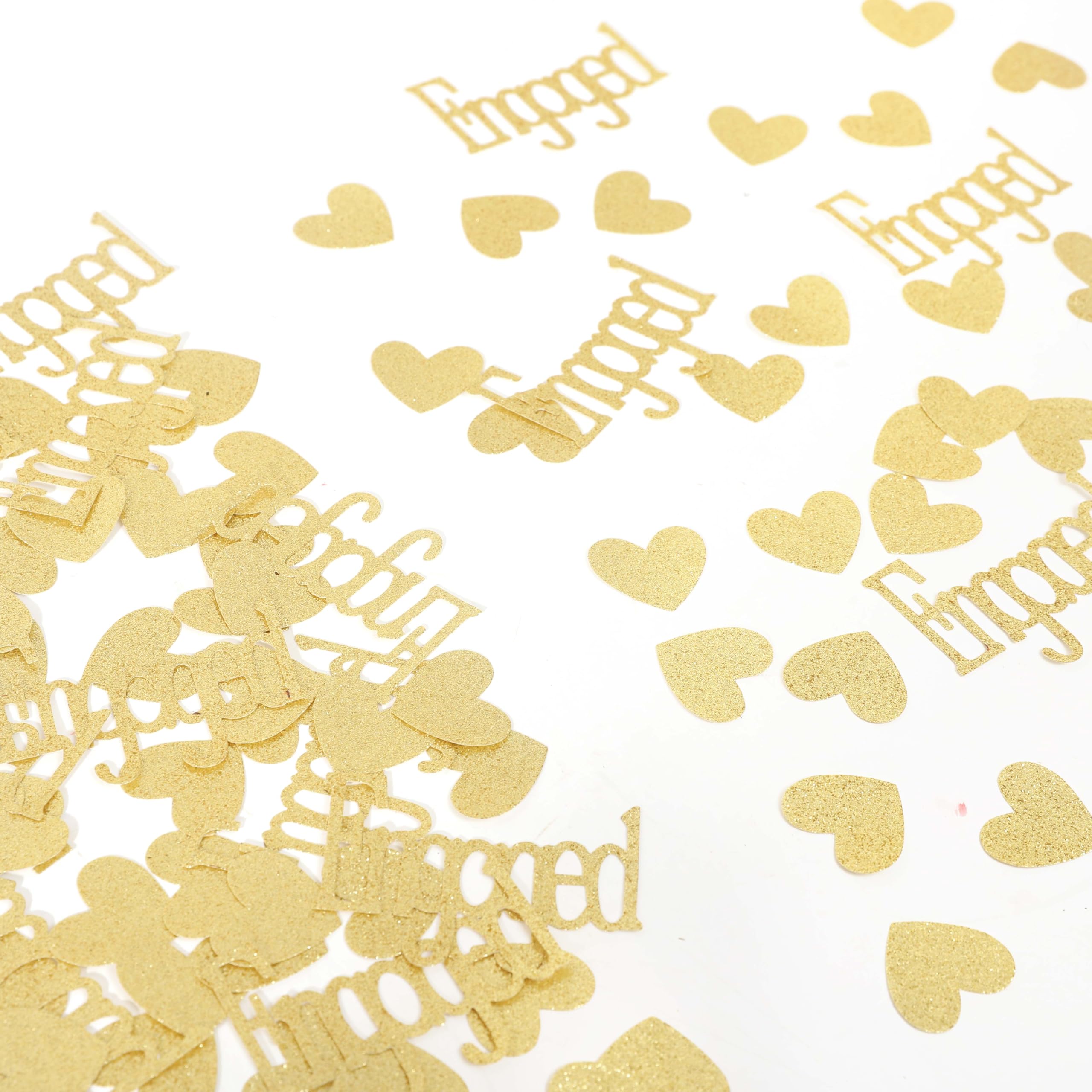 Glitter Gold Engagement Confetti With Hearts - Engaged Confetti,Engagement Party Decorations,Bride To Be Confetti,Bridal Shower Confetti,Engagement Party Table Decor