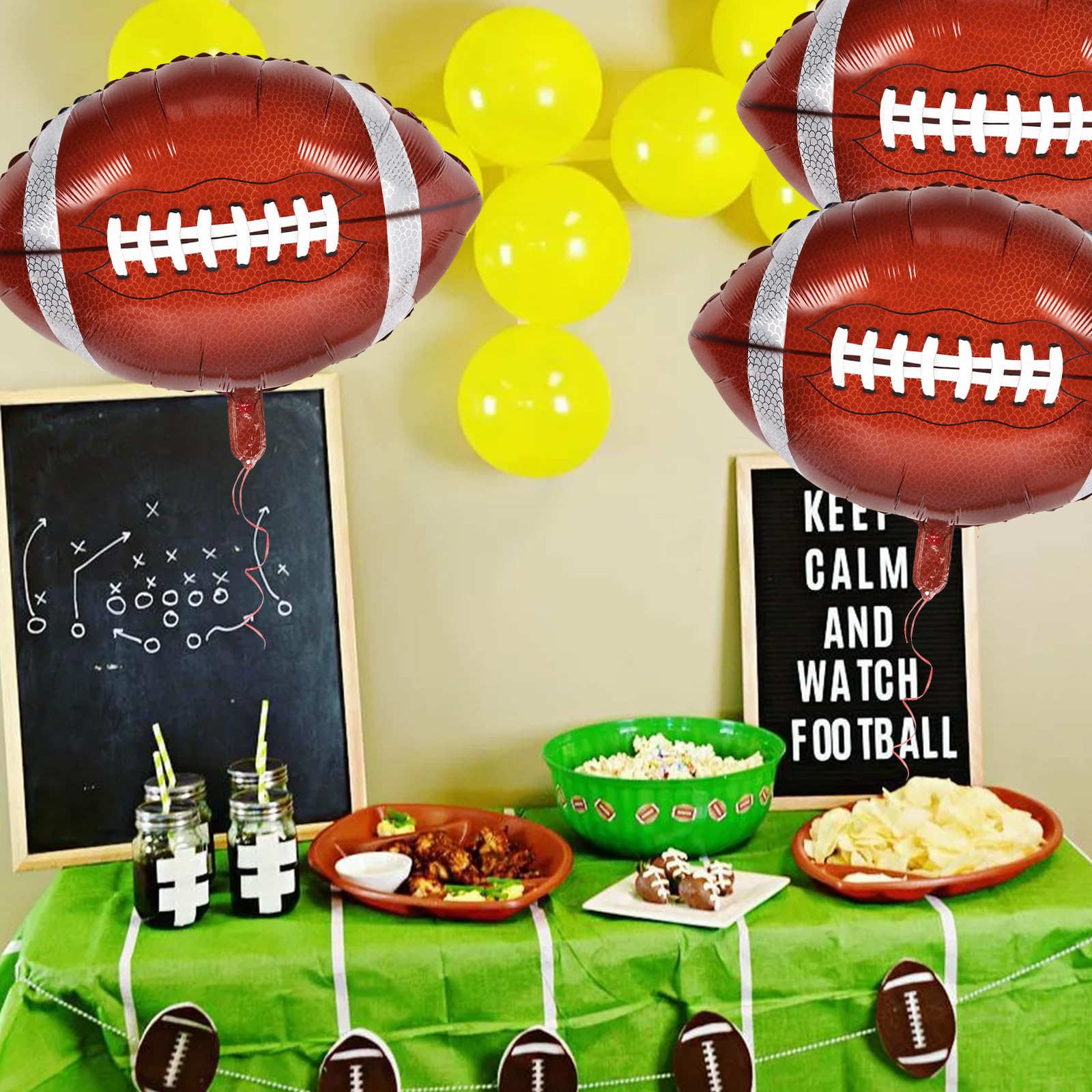 8PCS Football Balloons Garland 24inch Large Foil Mylar Sports Balloons Favors Rugby Balloon Bouquet Arch for Football Graduation Birthday Themed Party Decorations Supplies